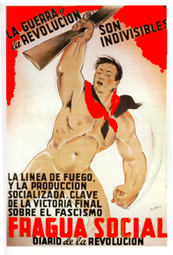 cartel anarquista de J.Mª Gallo "la guerra y la revolución son indivisibles"